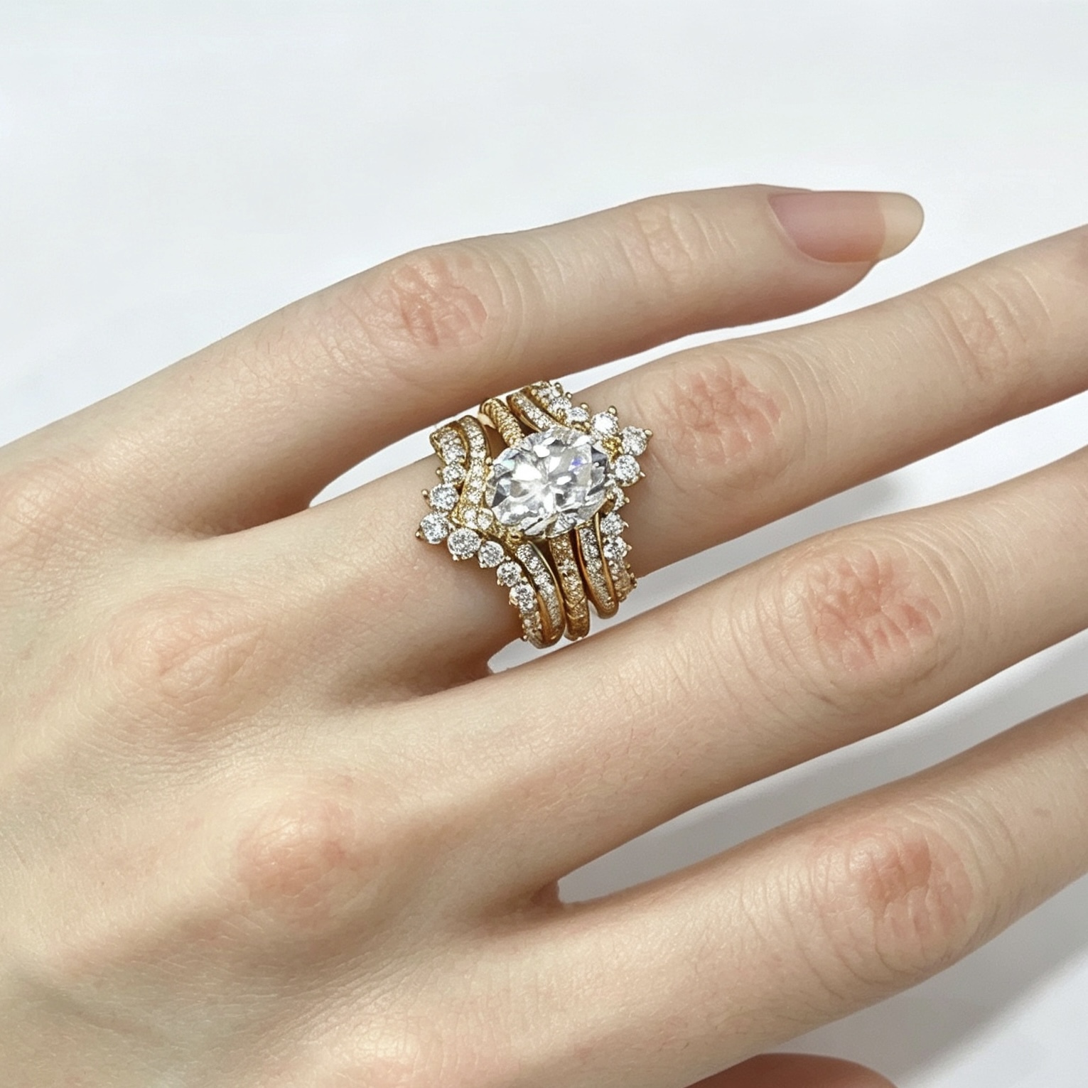 Celestia Oval Crown Moissanite Ring ｜925 Sterling Silver