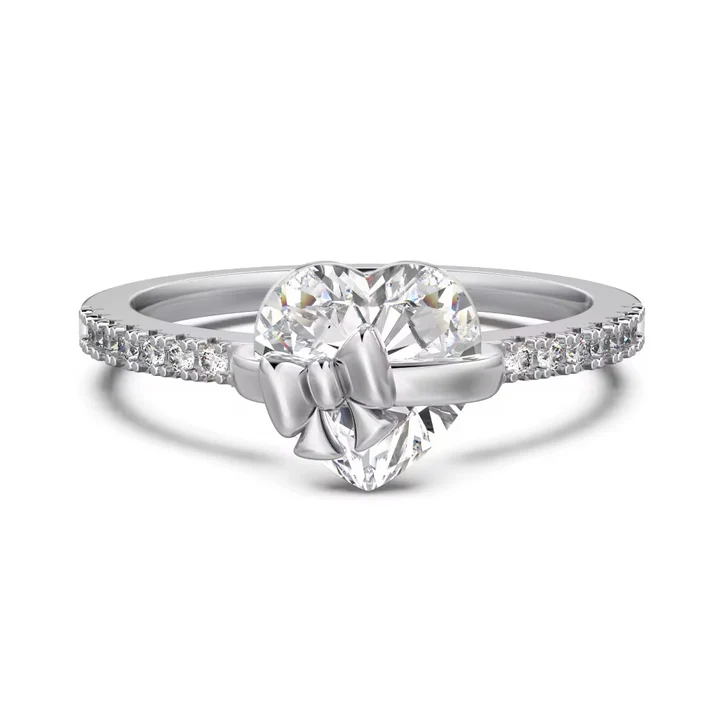 Bow Heart Promise Ring  | 925 Sterling Silver