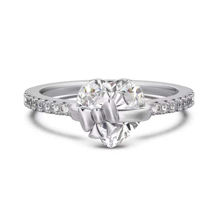 Bow Heart Promise Ring  | 925 Sterling Silver