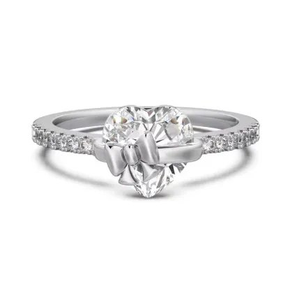 Bow Heart Promise Ring  | 925 Sterling Silver