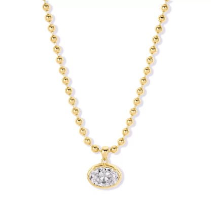 Hailey Bieber Style Oval CZ Beaded Ball Chain Necklace & Earrings Set
