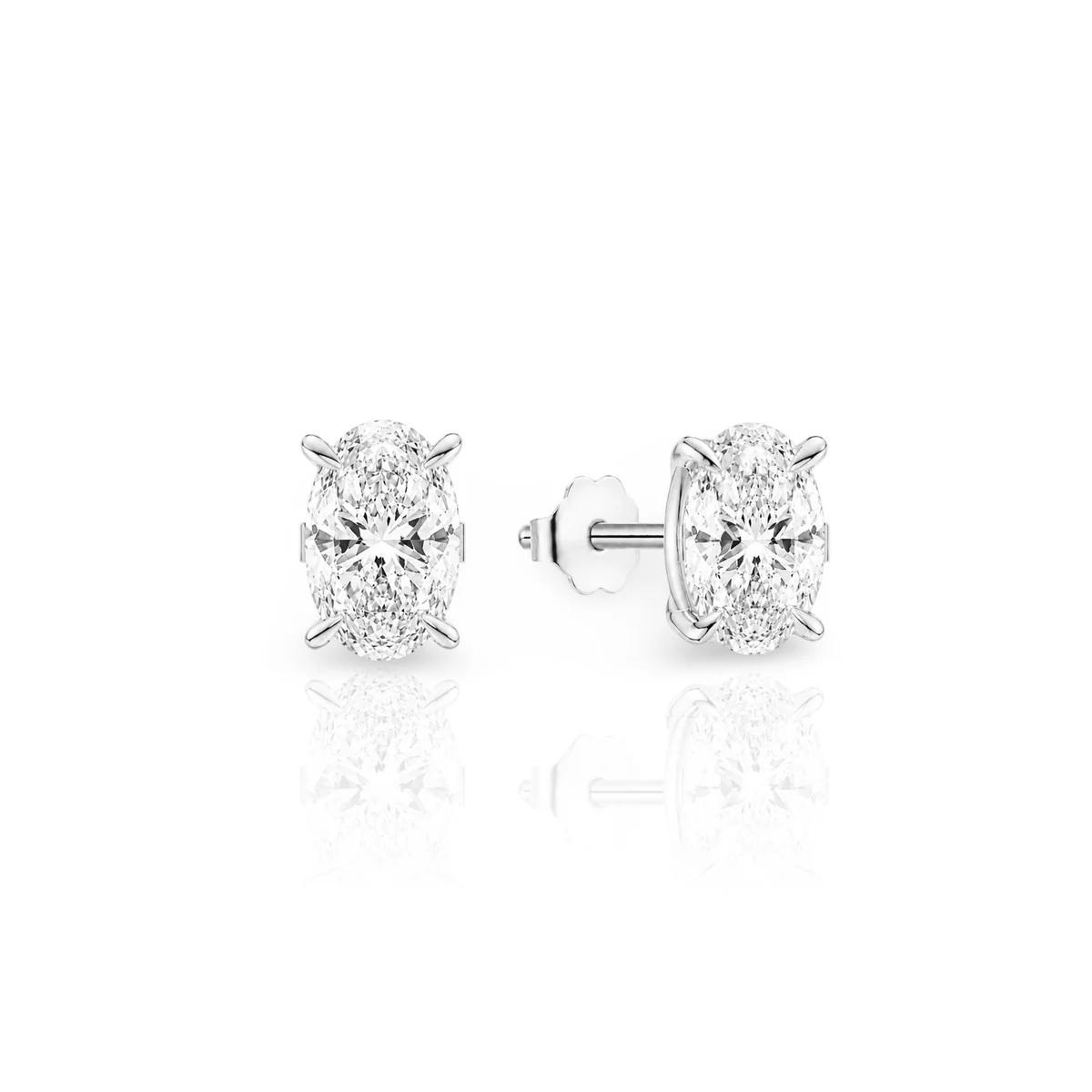 Oval Diamond Earrings | 925 Sterling Silver