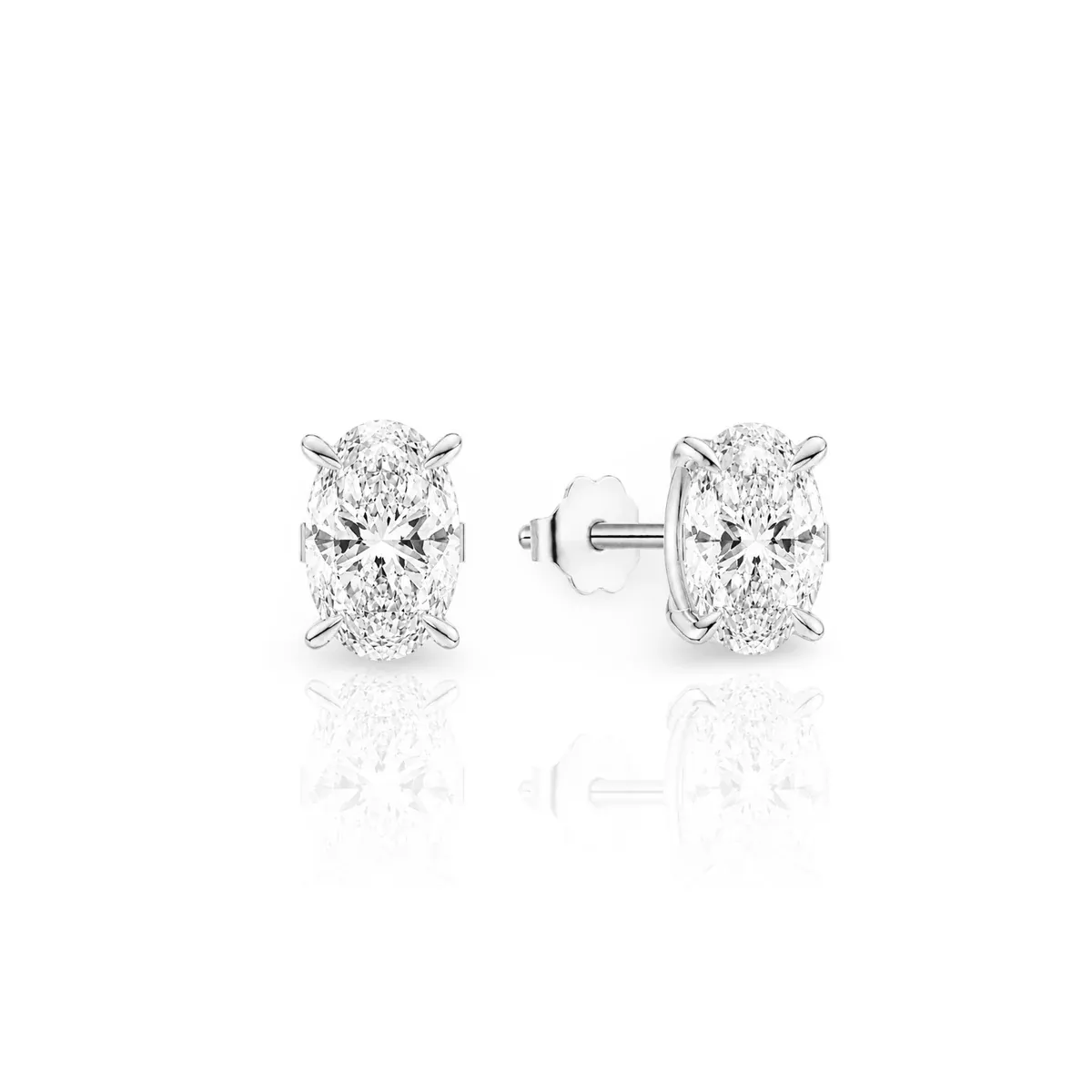 Oval Diamond Earrings | 925 Sterling Silver