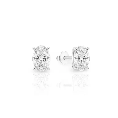 Oval Diamond Earrings | 925 Sterling Silver