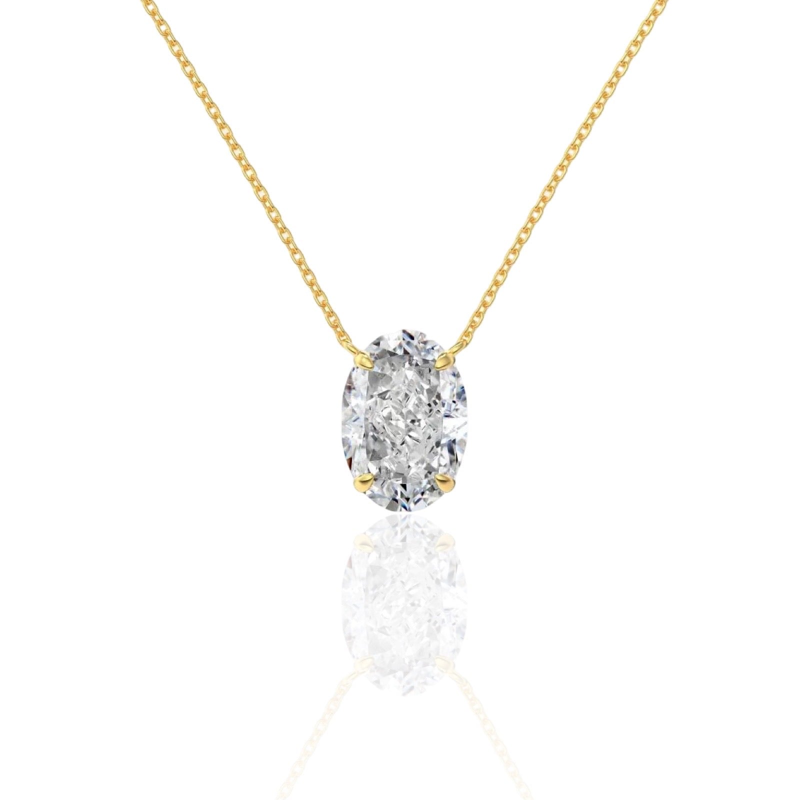 Oval Diamond Necklace | 925 Sterling Silver