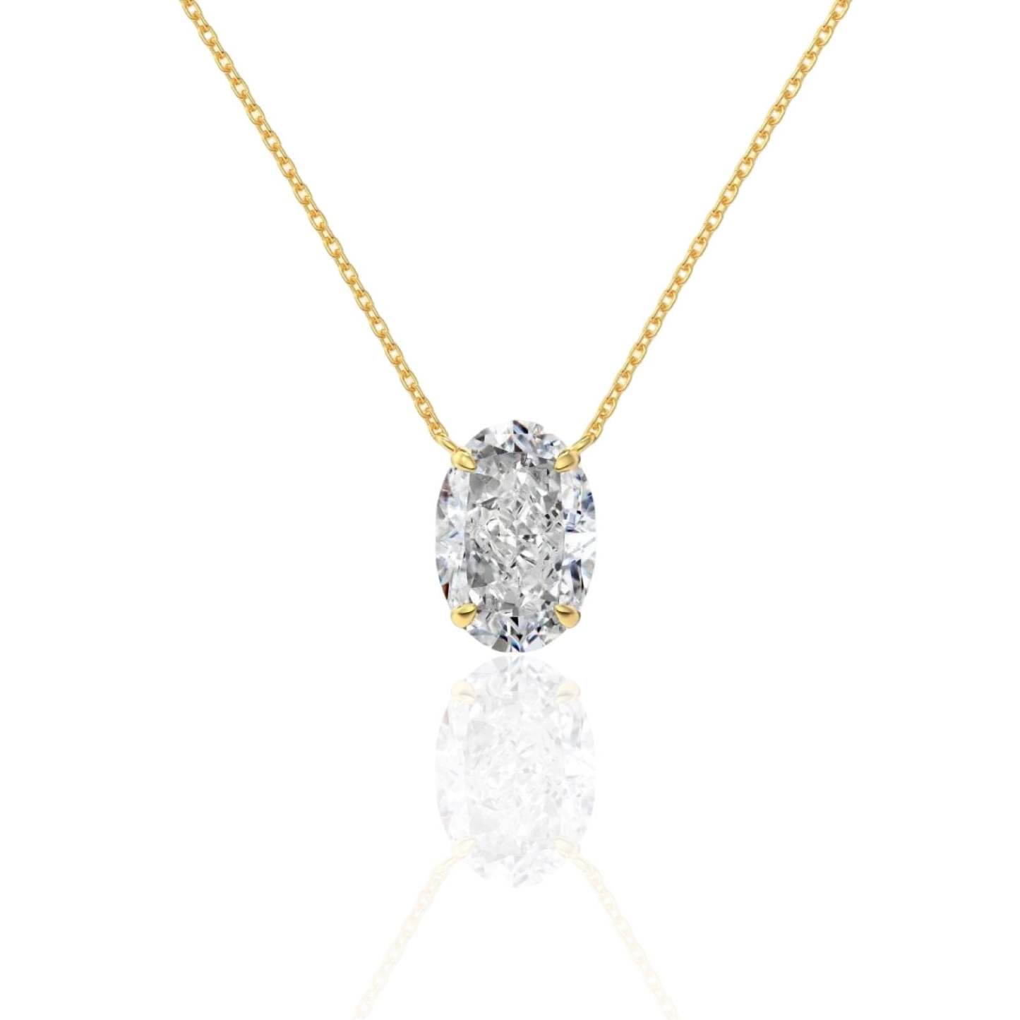 Oval Diamond Necklace | 925 Sterling Silver