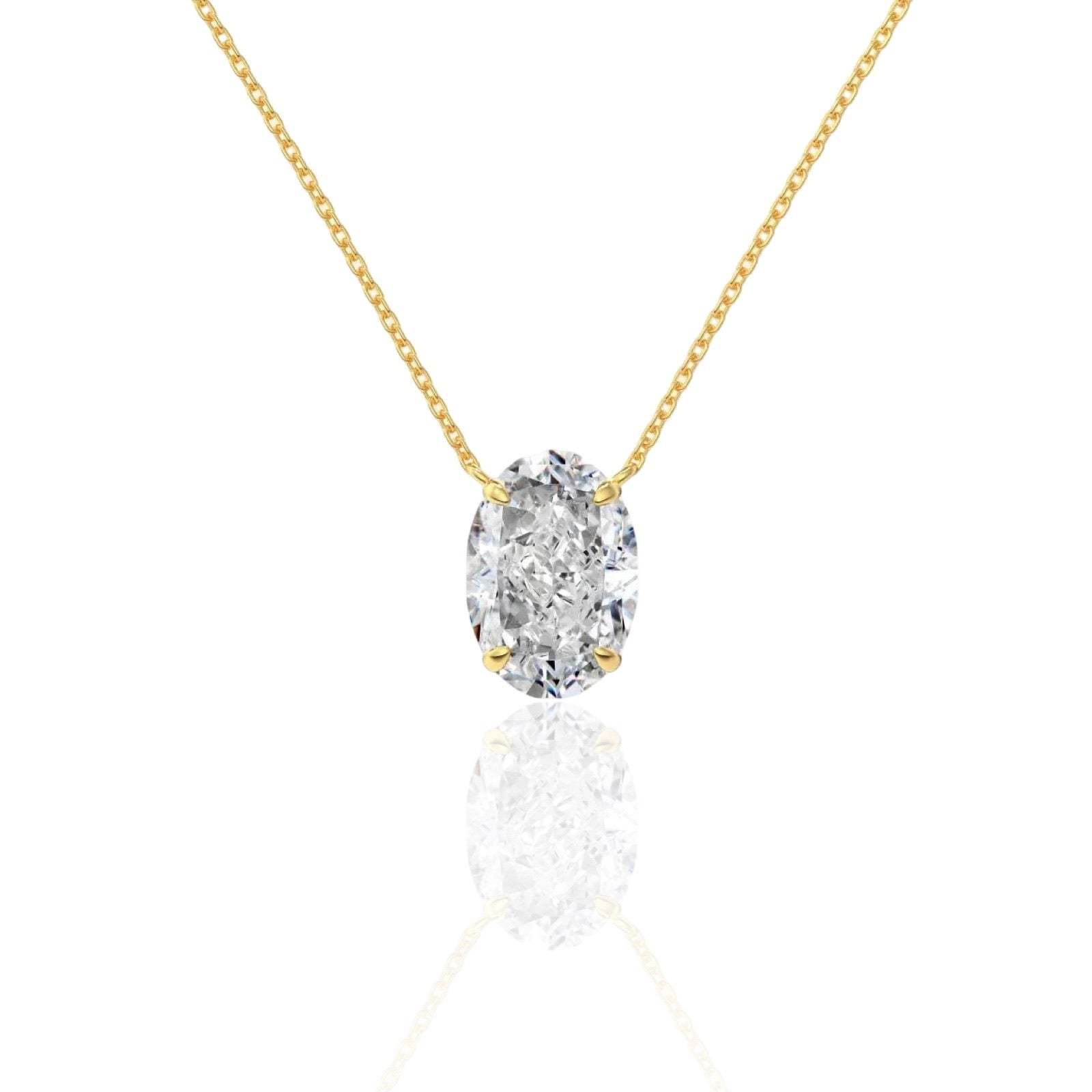 Oval Diamond Necklace | 925 Sterling Silver