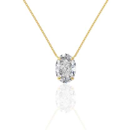 Oval Diamond Necklace | 925 Sterling Silver