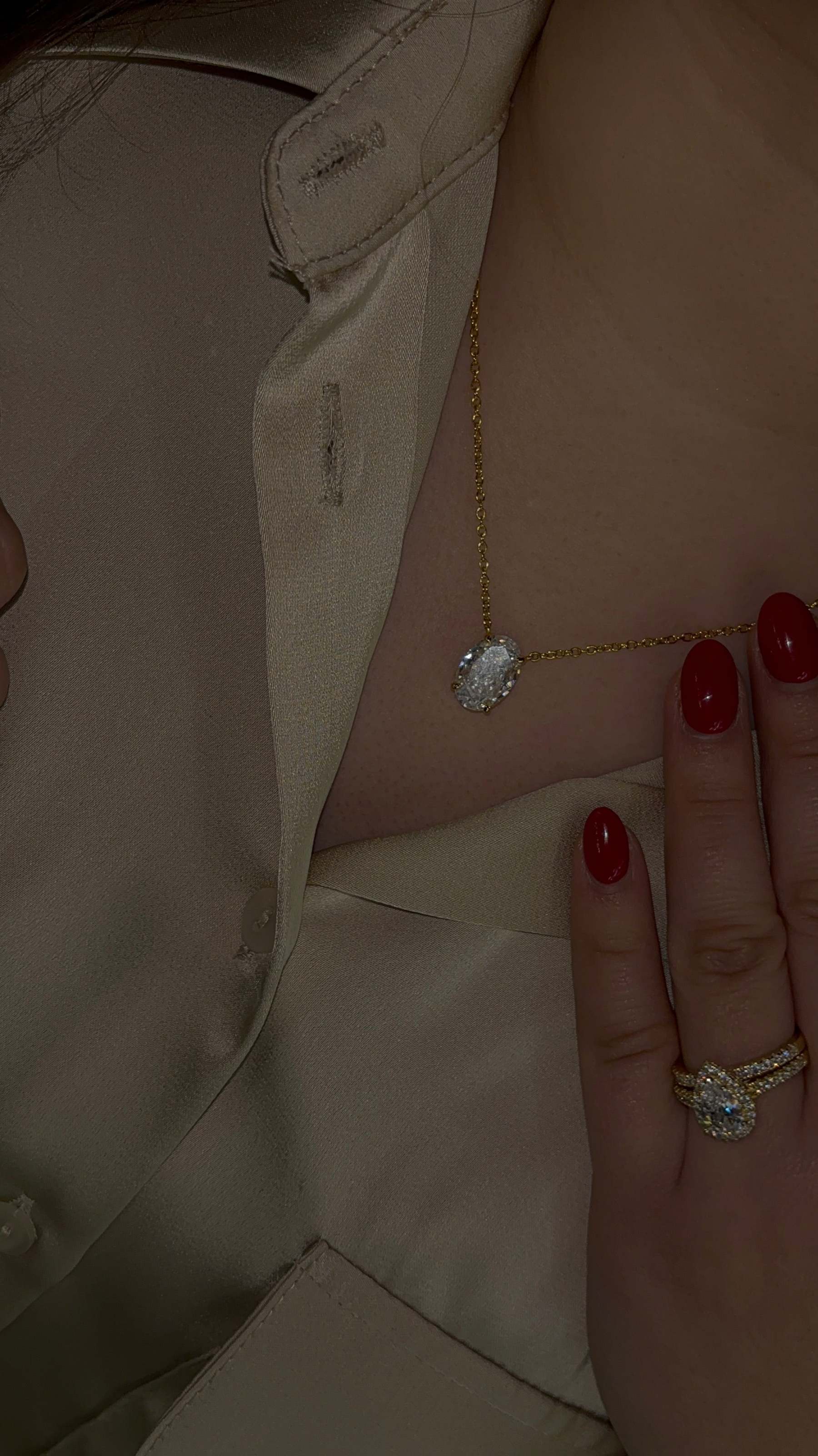 Oval Diamond Necklace | 925 Sterling Silver