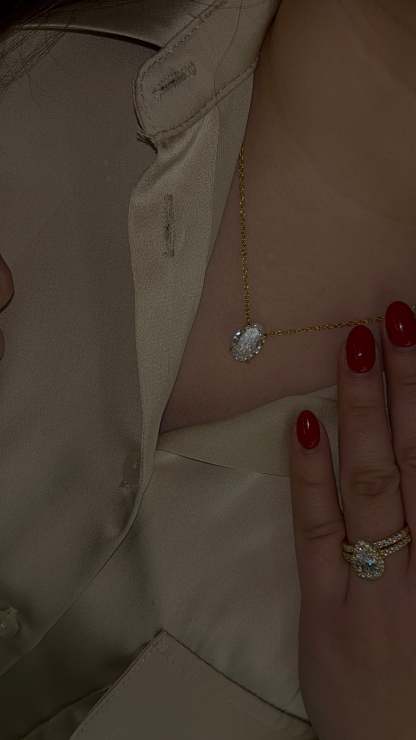 Oval Diamond Necklace | 925 Sterling Silver