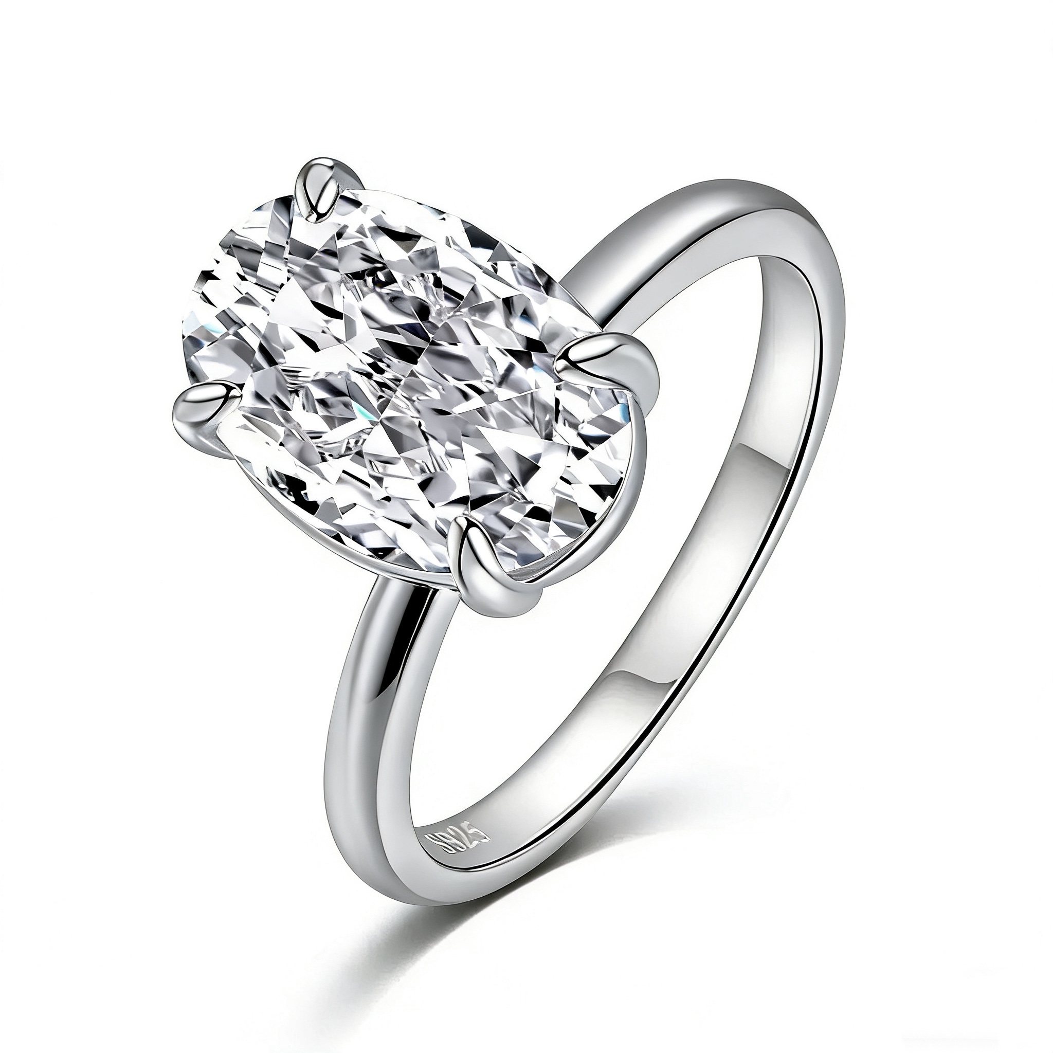 Oval Diamond Ring | 925 Sterling Silver