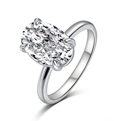 Oval Diamond Ring | 925 Sterling Silver