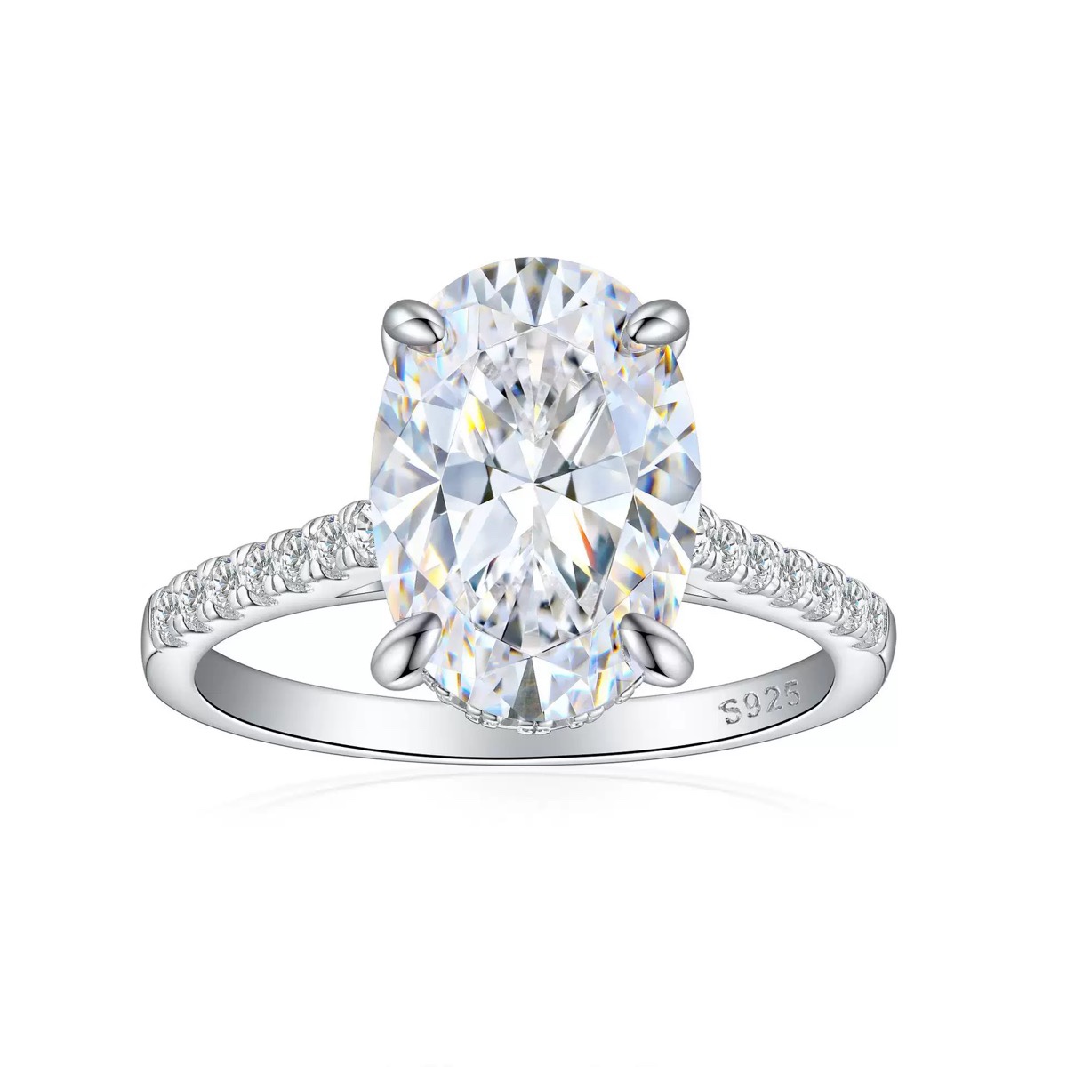 Oval Diamond Ring Plus | 925 Sterling Silver