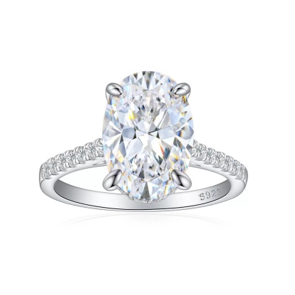 Oval Diamond Ring Plus | 925 Sterling Silver