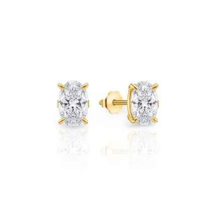 Oval Diamond Earrings | 925 Sterling Silver