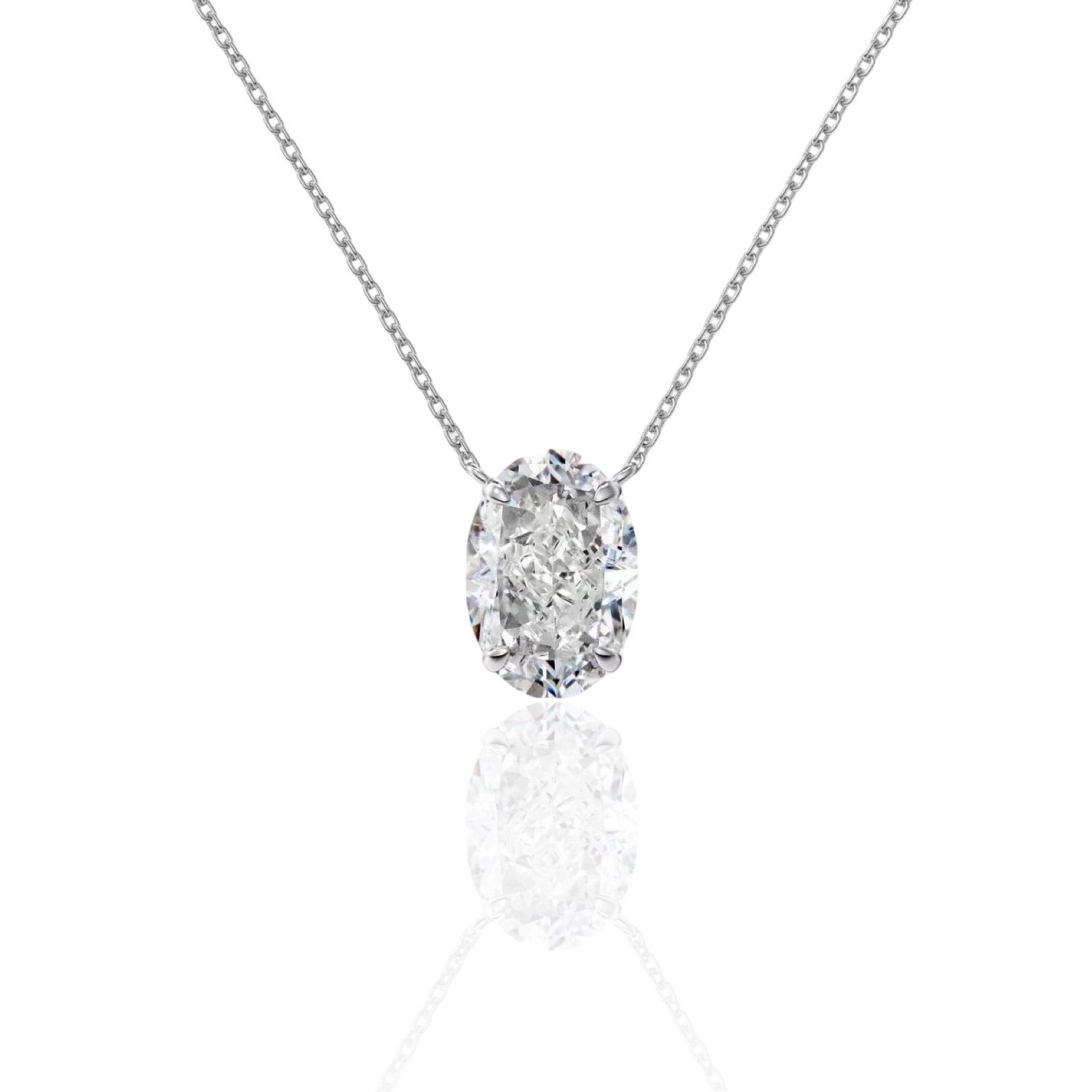 Oval Diamond Necklace | 925 Sterling Silver