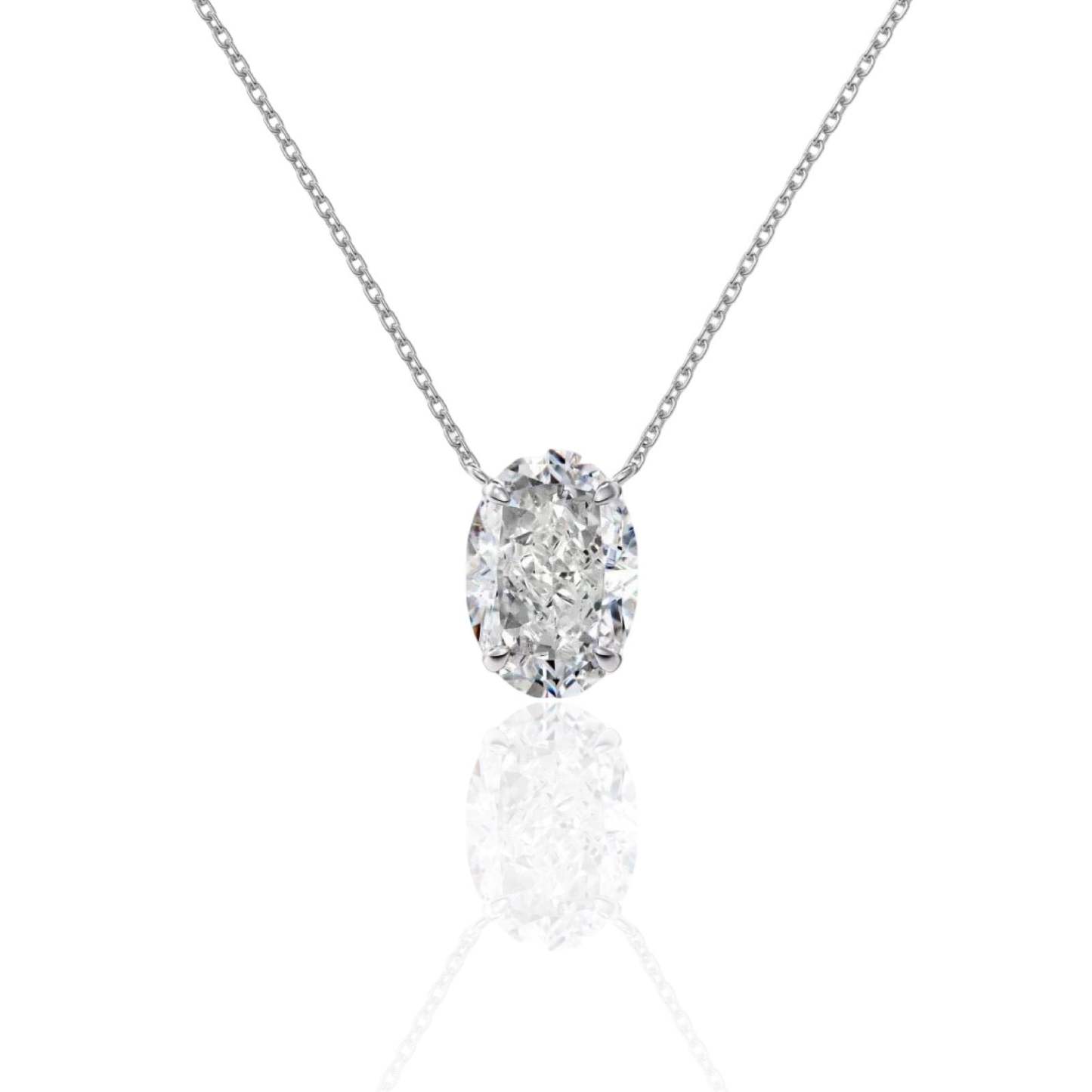Oval Diamond Necklace | 925 Sterling Silver