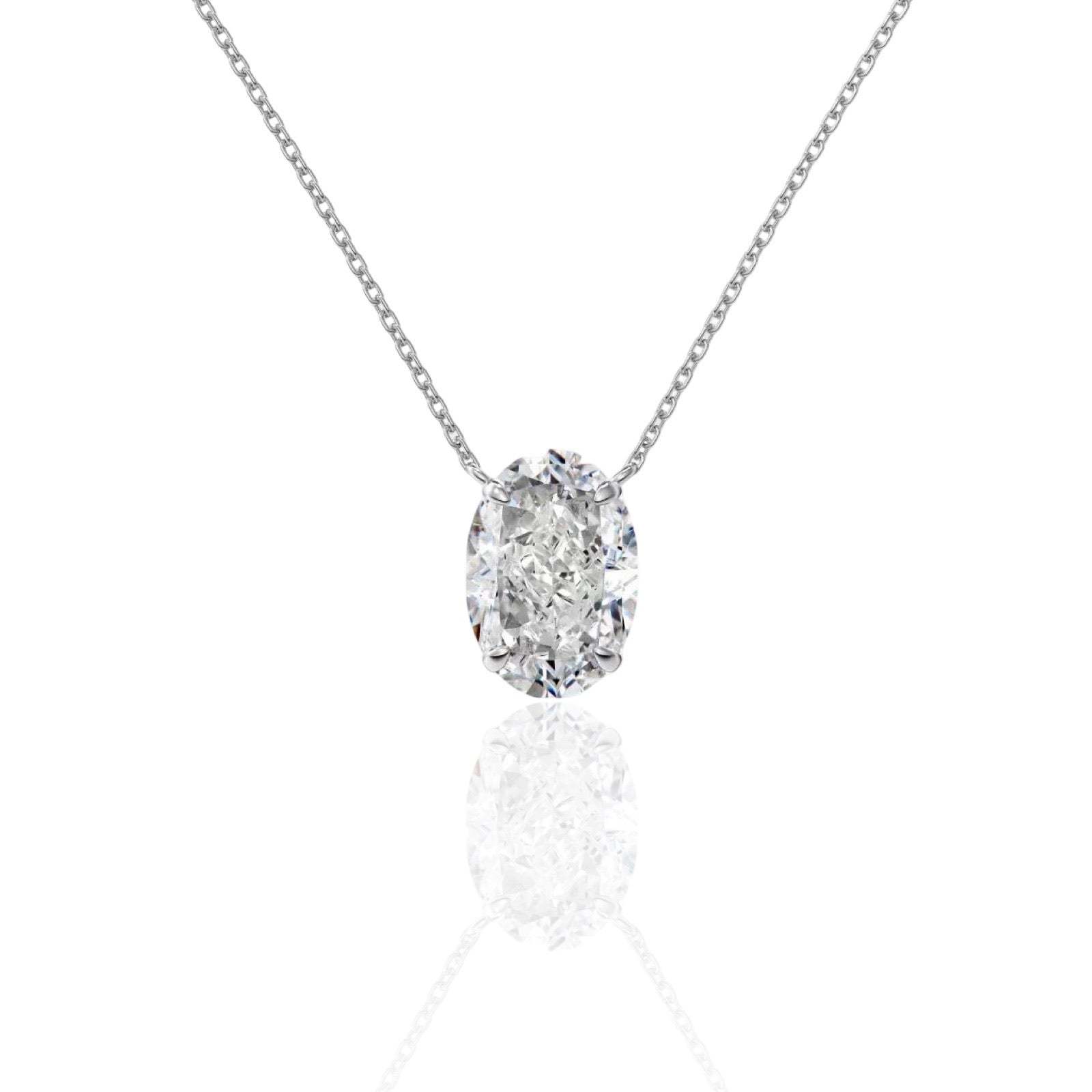 Oval Diamond Necklace | 925 Sterling Silver