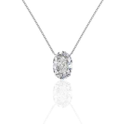 Oval Diamond Necklace | 925 Sterling Silver