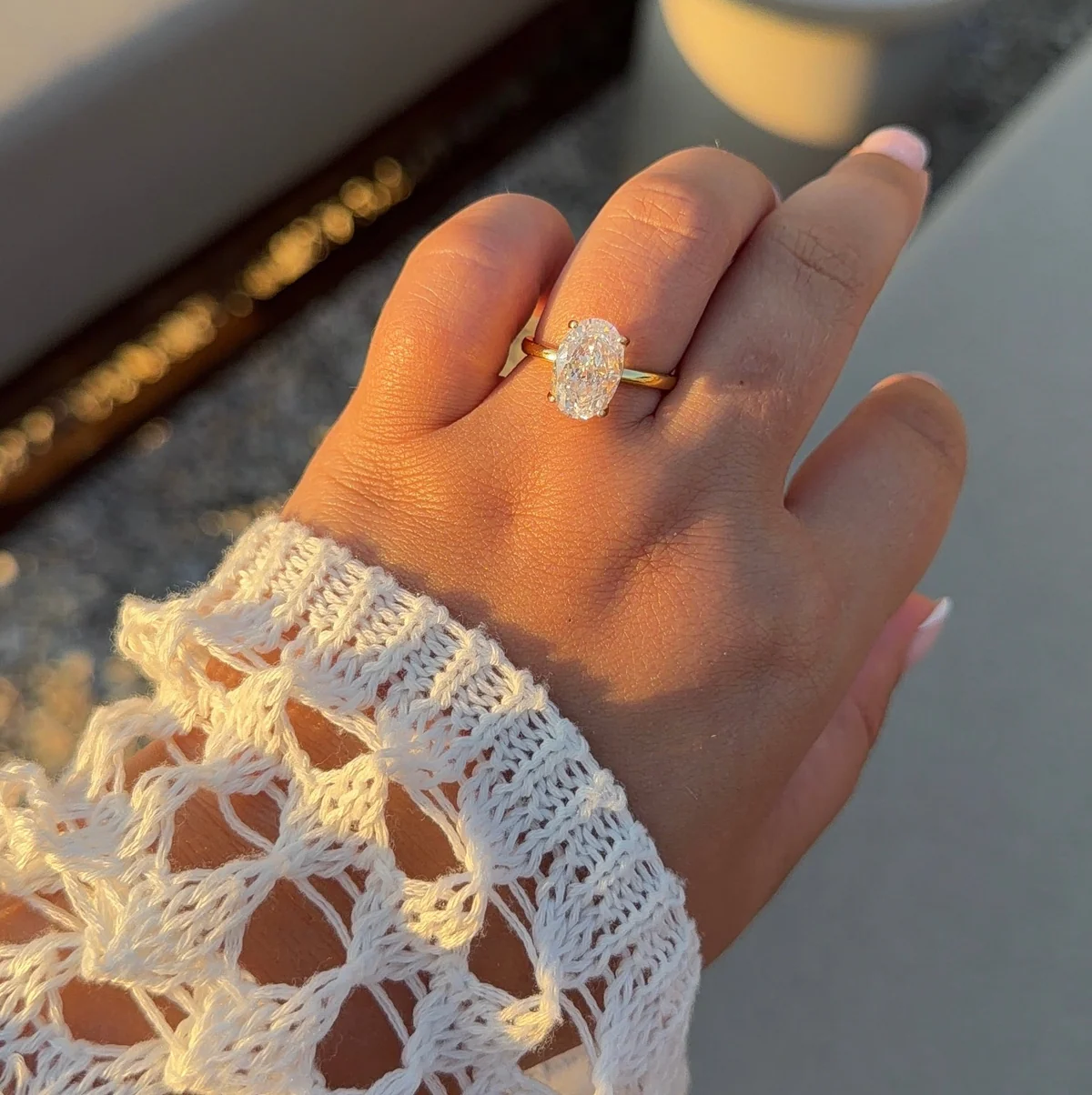 Oval Diamond Ring | 925 Sterling Silver