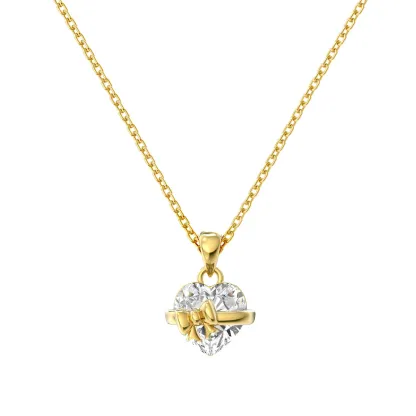 Bow Heart Promise Necklace | 925 Sterling Silver