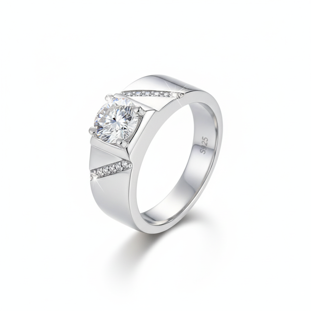 Tara Moissanite Men's Ring | 925 Sterling Silver