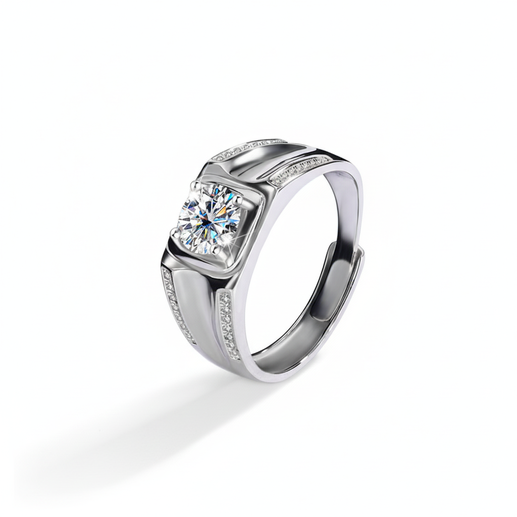 Aura Moissanite Men's Ring | 925 Sterling Silver
