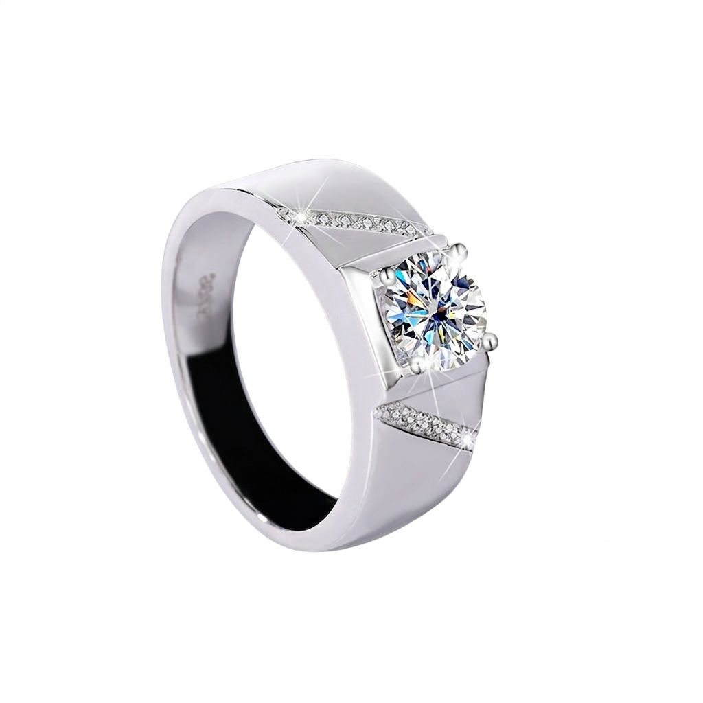 Tara Moissanite Men's Ring | 925 Sterling Silver