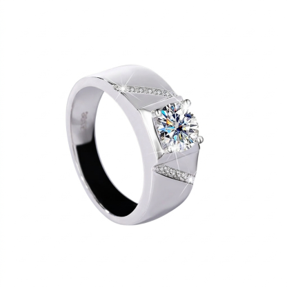 Tara Moissanite Men's Ring | 925 Sterling Silver