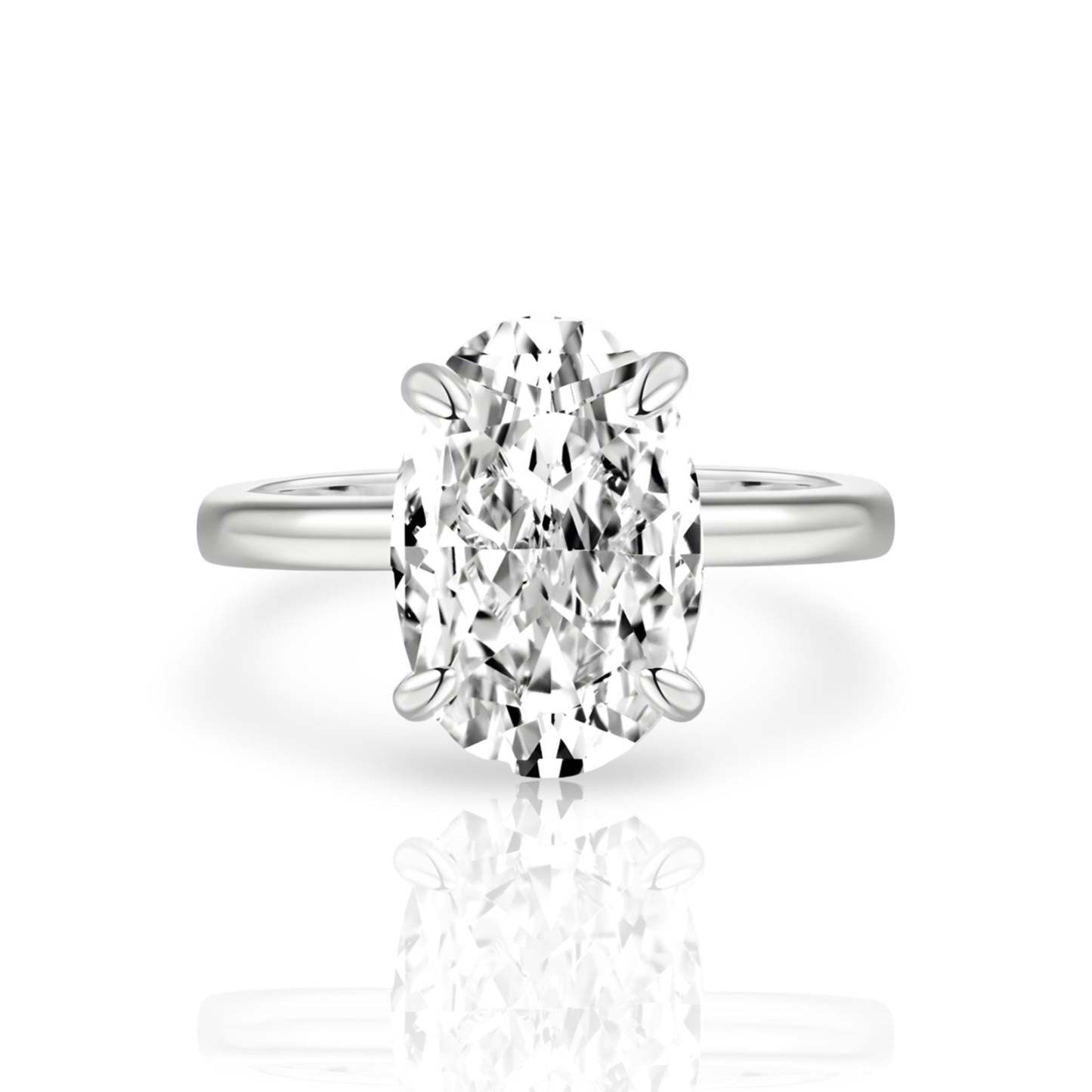 Oval Diamond Ring | 925 Sterling Silver