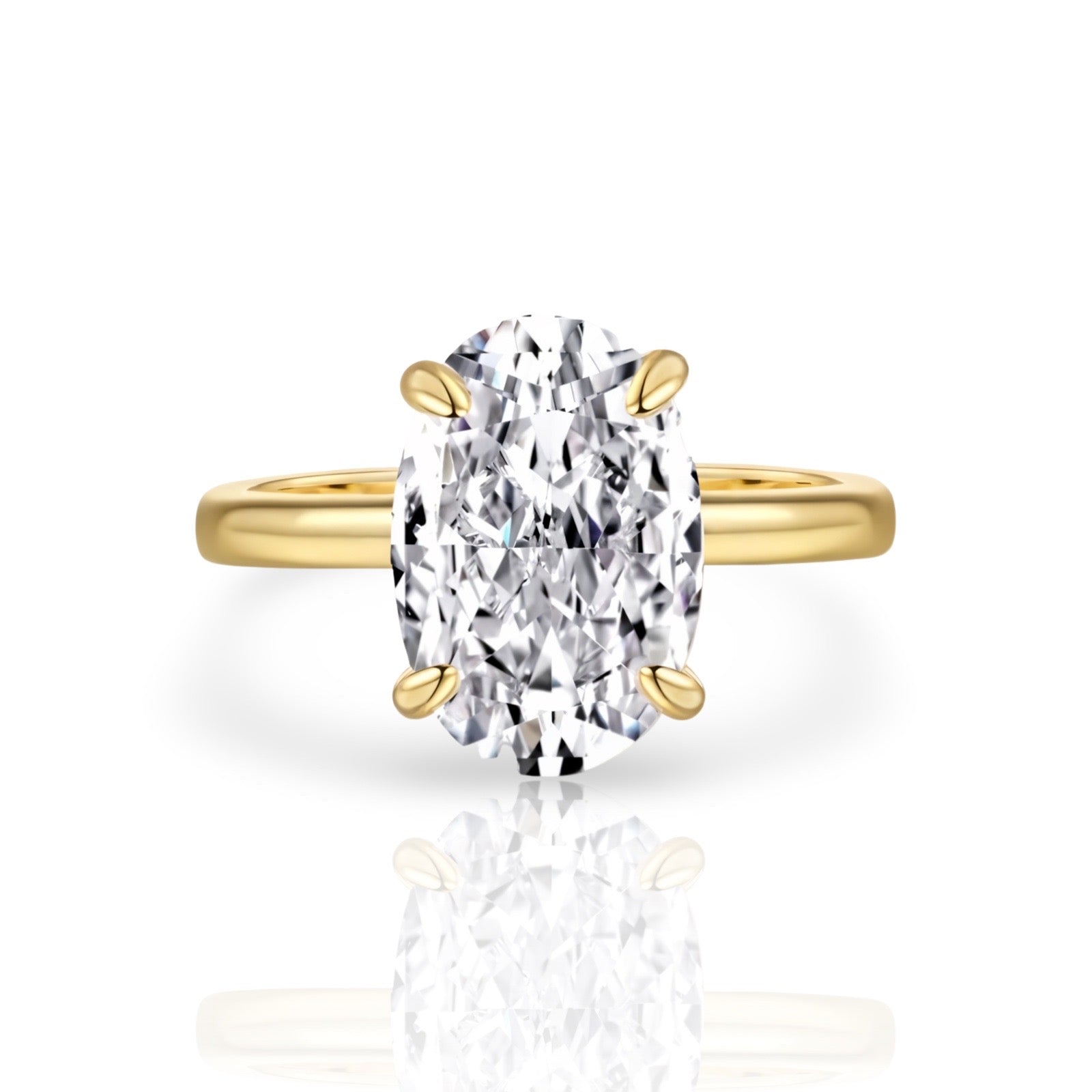 Oval Diamond Ring | 925 Sterling Silver