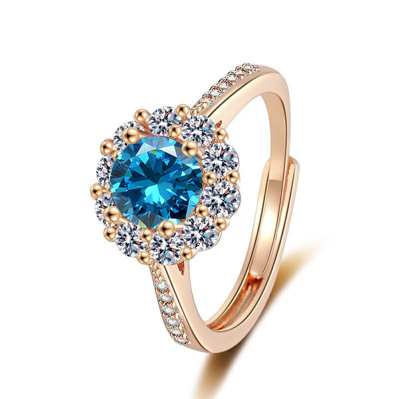 Blue opal ring, earrings, necklace and bracelet four-piece set