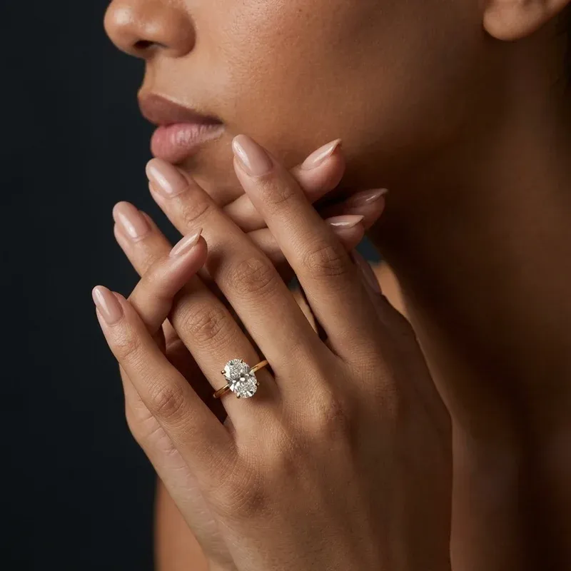 Oval Diamond Ring | 925 Sterling Silver