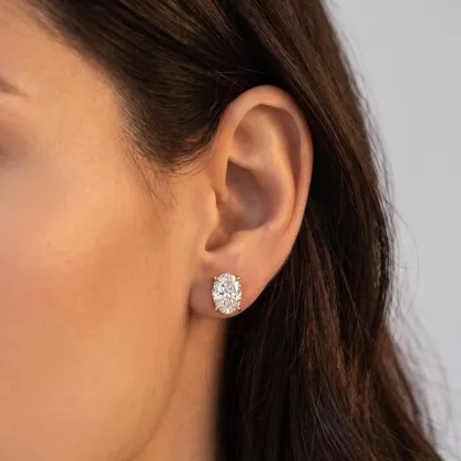 Oval Diamond Earrings | 925 Sterling Silver