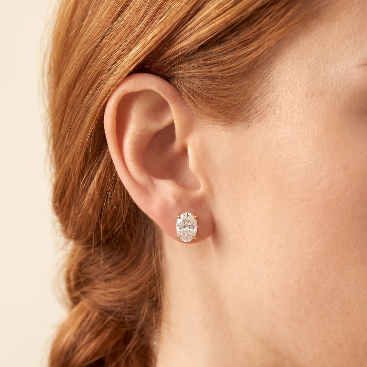 Oval Diamond Earrings | 925 Sterling Silver