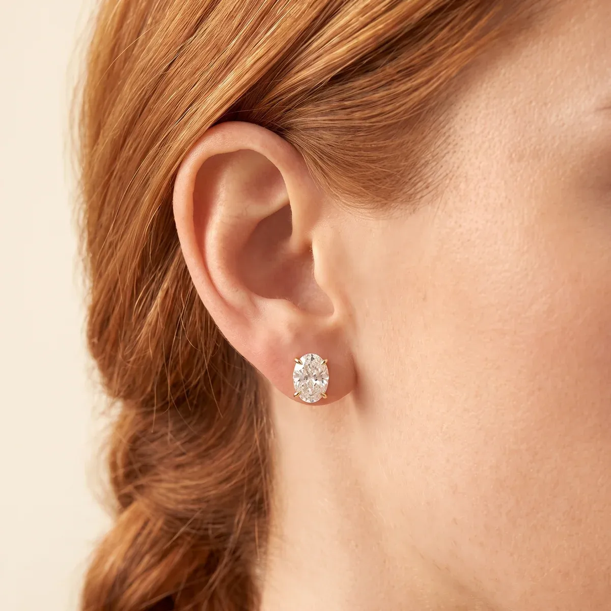 Oval Diamond Earrings | 925 Sterling Silver