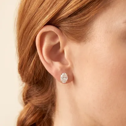 Oval Diamond Earrings | 925 Sterling Silver