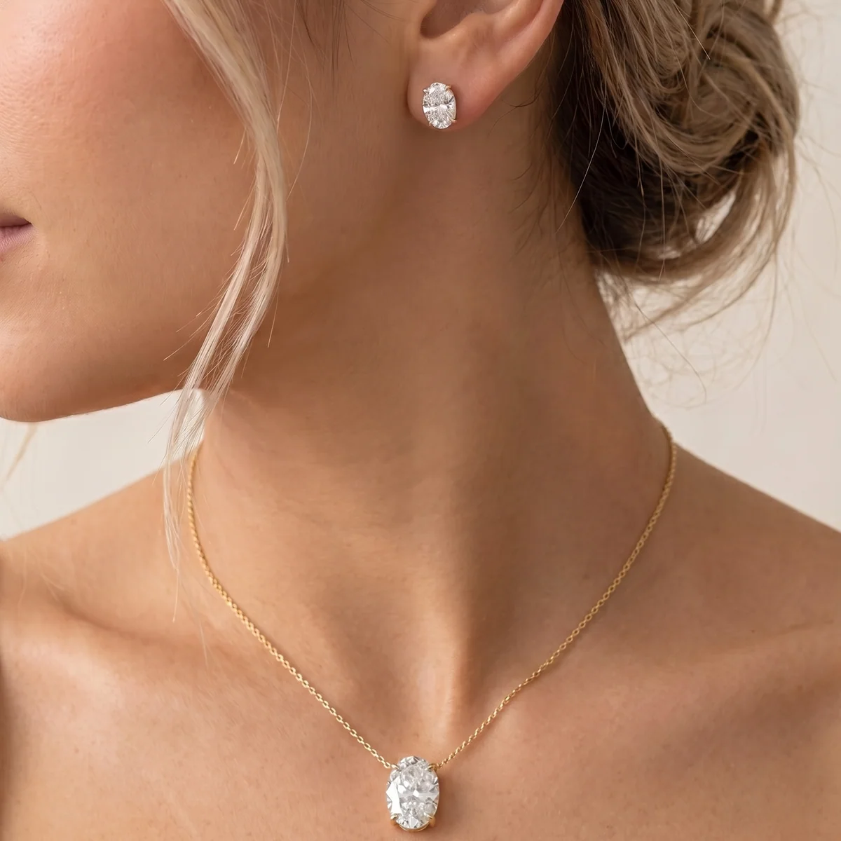 Oval Diamond Earrings | 925 Sterling Silver