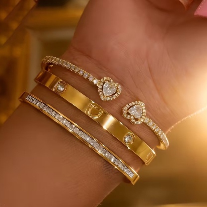 Heart Trio Bangle Set