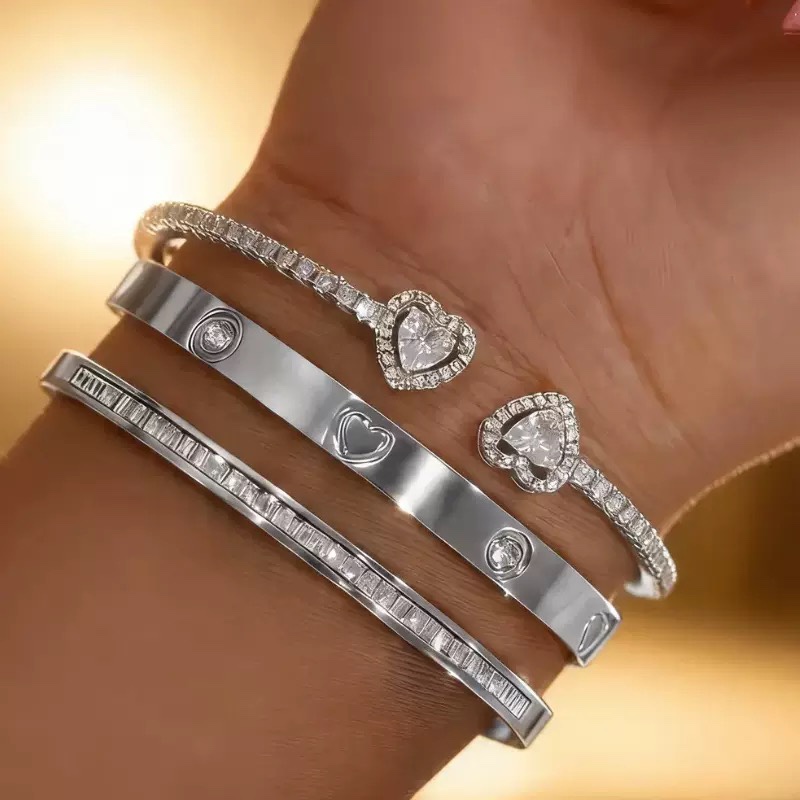 Heart Trio Bangle Set