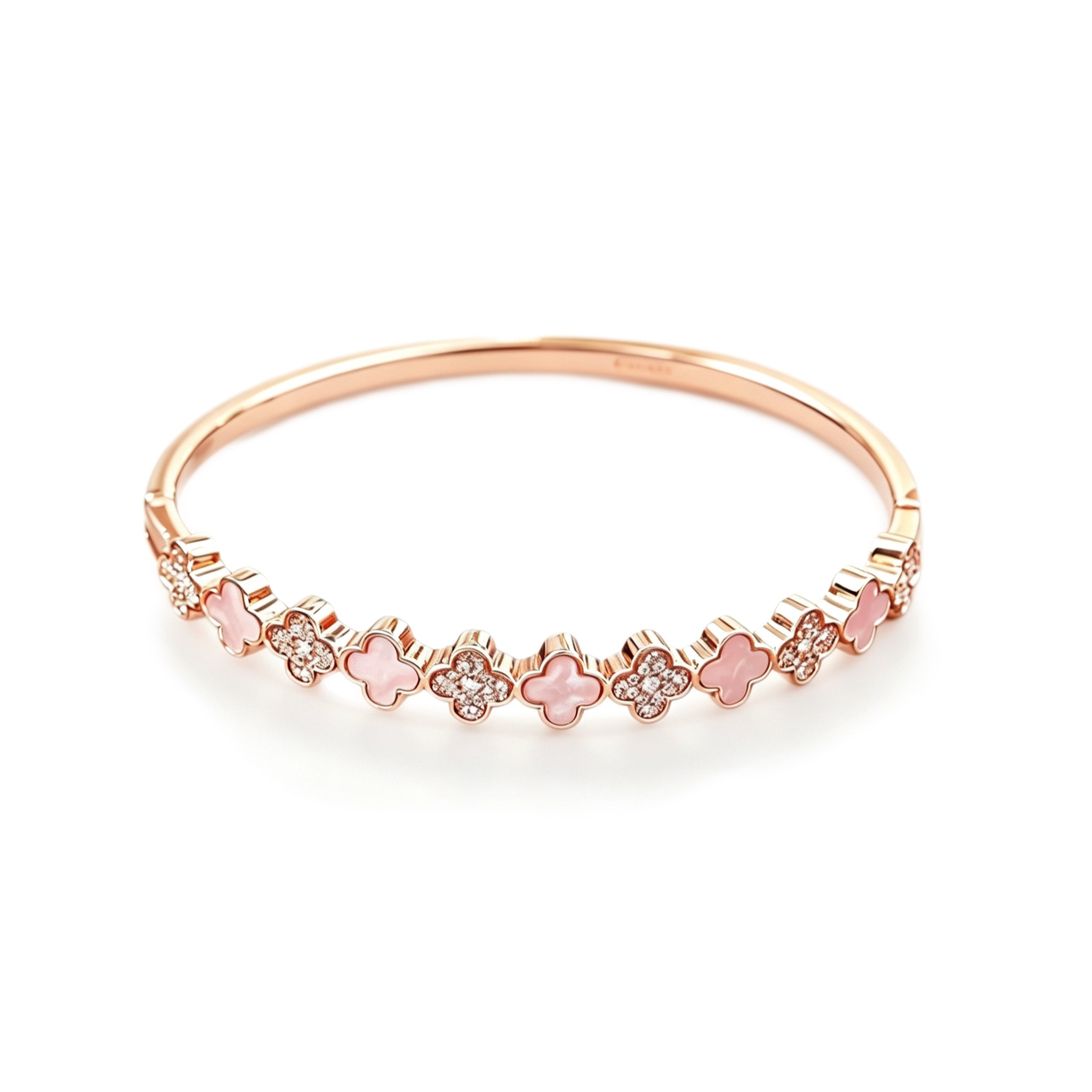 Sakura Clover Inlaid Zircon Bangle
