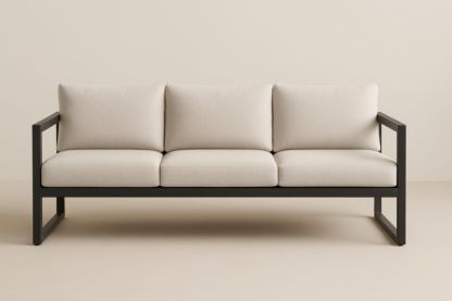 Divano 3 posti in tessuto poliestere e struttura in metallo