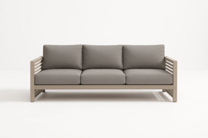 Divano tre posti in alluminio e tessuto grigio 210 cm