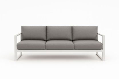 Divano a Tre Posti in Tessuto Poliestere Grigio con Struttura in Metallo