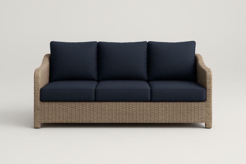 Divano 3 posti rattan cuscini blu