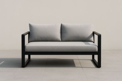 Divano da Giardino in Alluminio 2 Posti Grigio con Cuscini Rimovibili