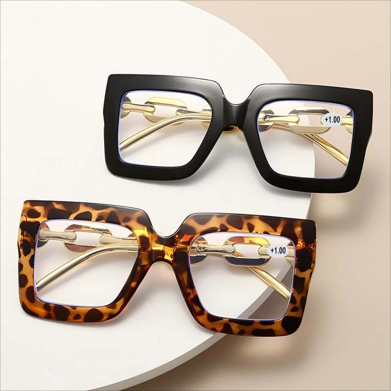 🎈🎈Lastday 70%OFF-Women’s Oversized Square Chain Reading Glasses(1set-6pcs)