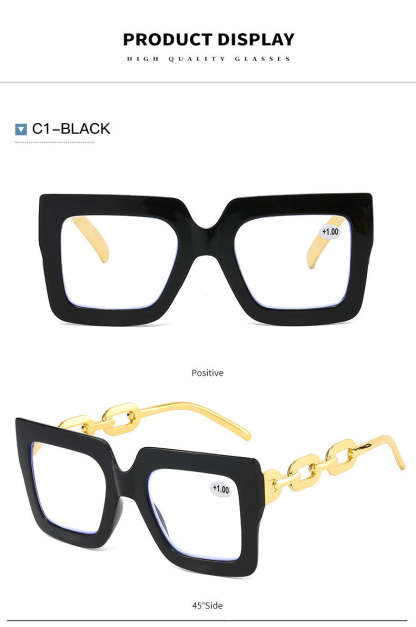 🎈🎈Lastday 70%OFF-Women’s Oversized Square Chain Reading Glasses(1set-6pcs)