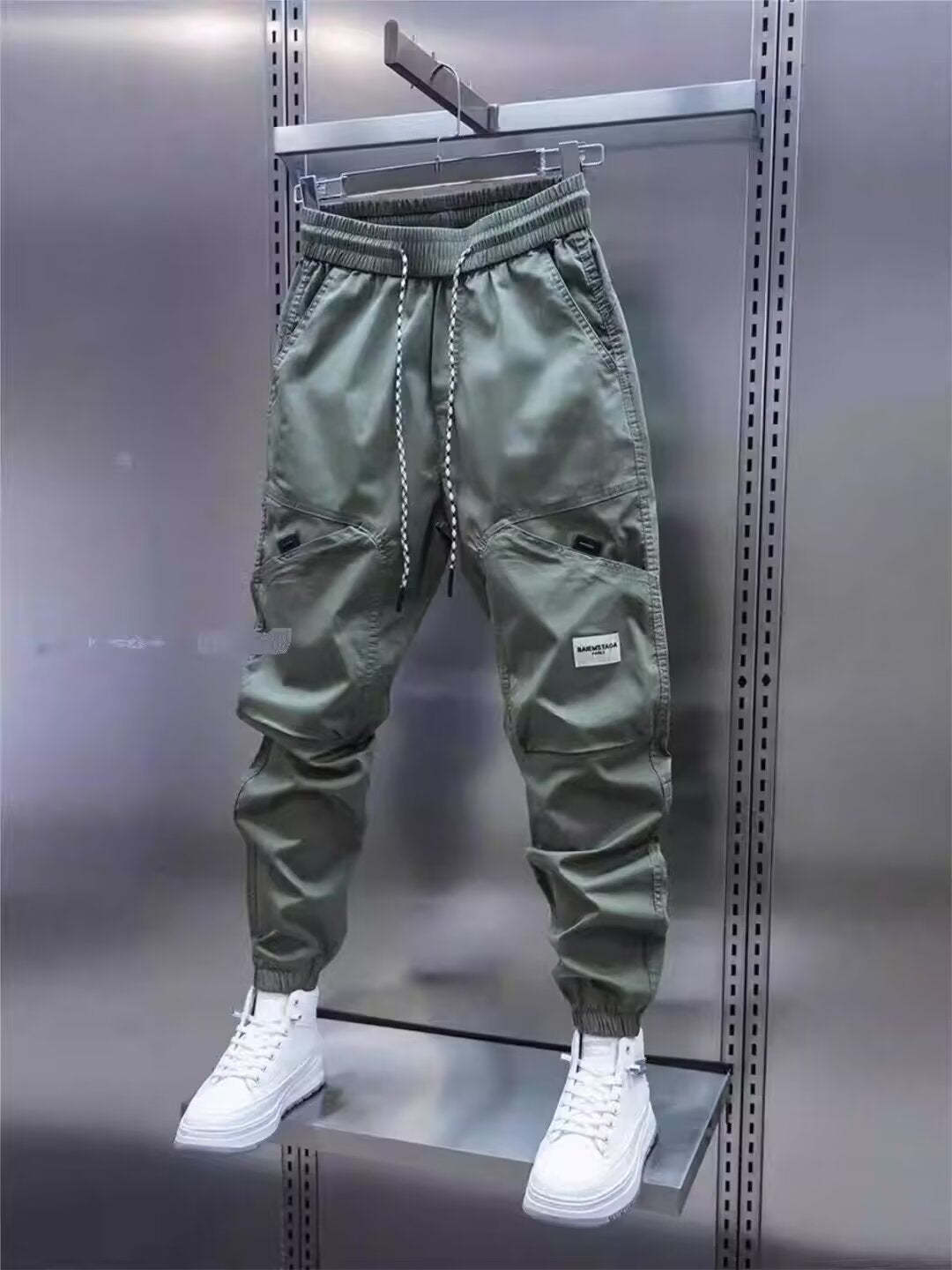 🎈🎈Trendy Men's Patchwork Denim Elastic Waist Jogger Harem Pants