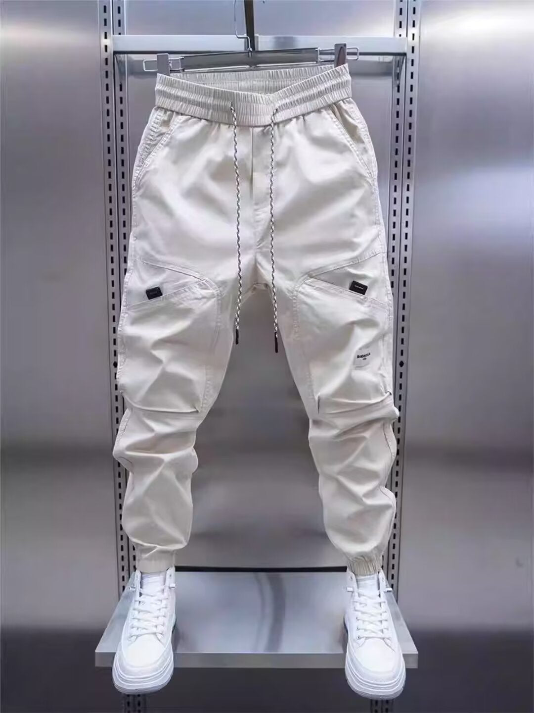 🎈🎈Trendy Men's Patchwork Denim Elastic Waist Jogger Harem Pants
